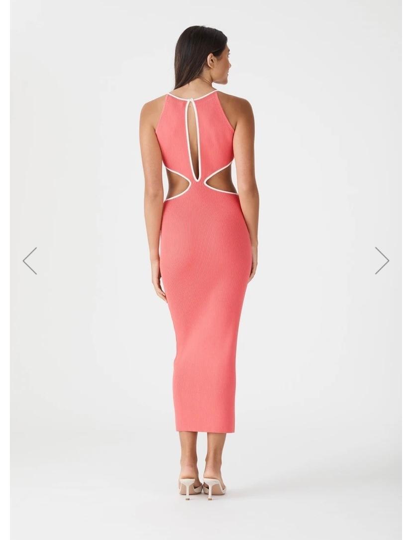 San Sloans ADRIAN RIB MIDI DRESS CORAL-WHITE Size 6 (6-8 fit) photo 2