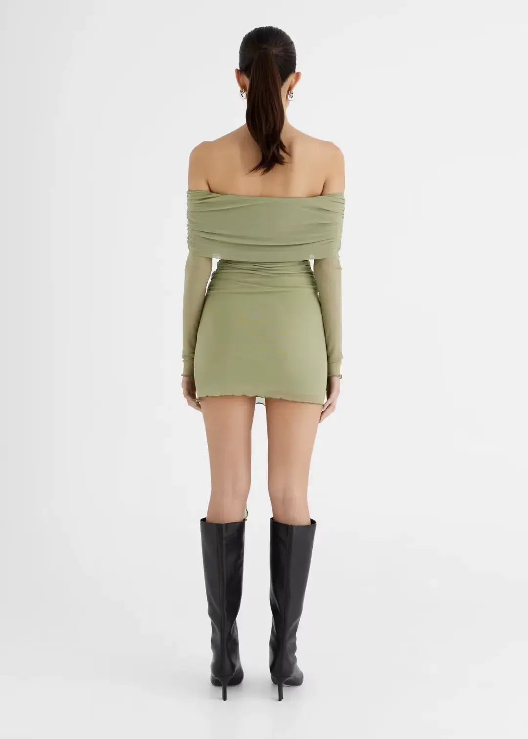 Benni Yasmin Off Shoulder Mini Dress Pistachio Green Size 12 photo 2
