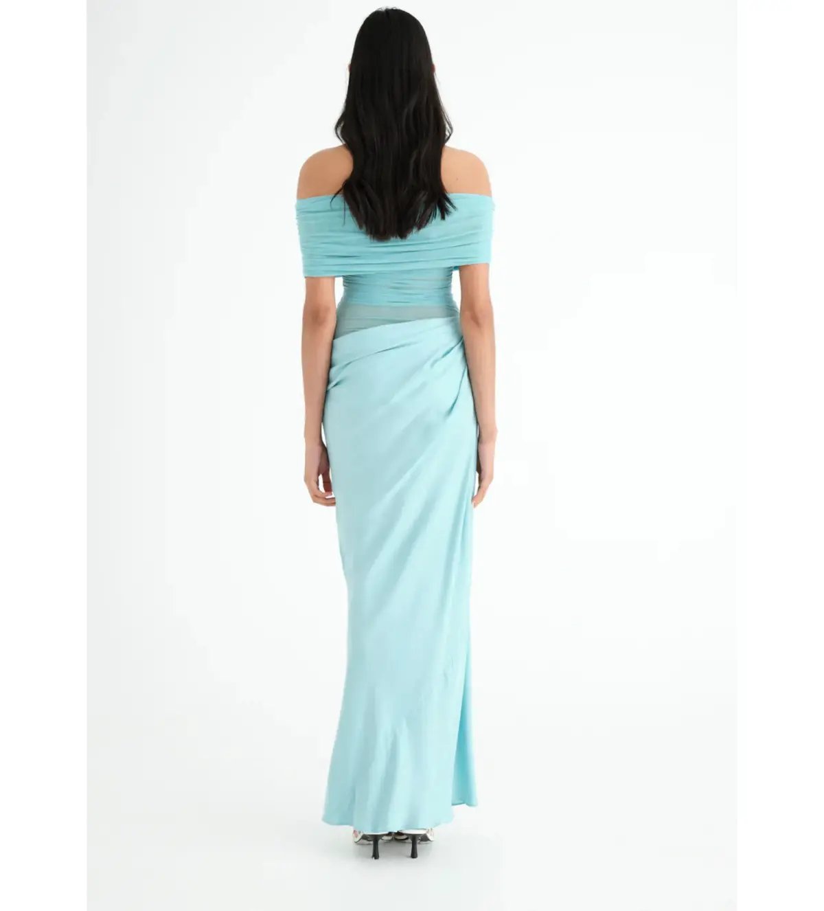 Benni Nico Off Shoulder Maxi Dress in Aquamarine Size AU 4 photo 3