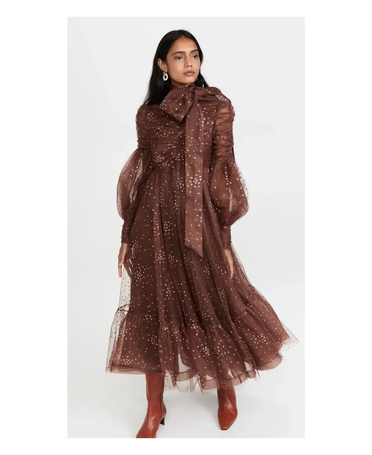 Zimmermann Tempo Ruched Glitter Gown Brown Size 10 photo 2
