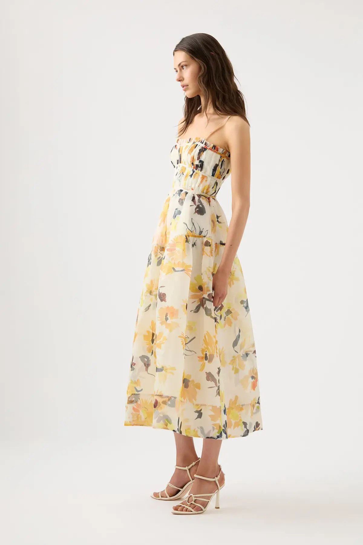 Aje Botanica Cross Back Sunflower Midi Dress Floral Size 4 photo 2