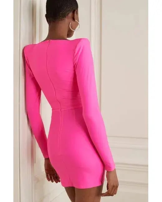 Alex Perry Howell Stretch Jersey Mini Pink Neon Dress Size AU 6 photo 2