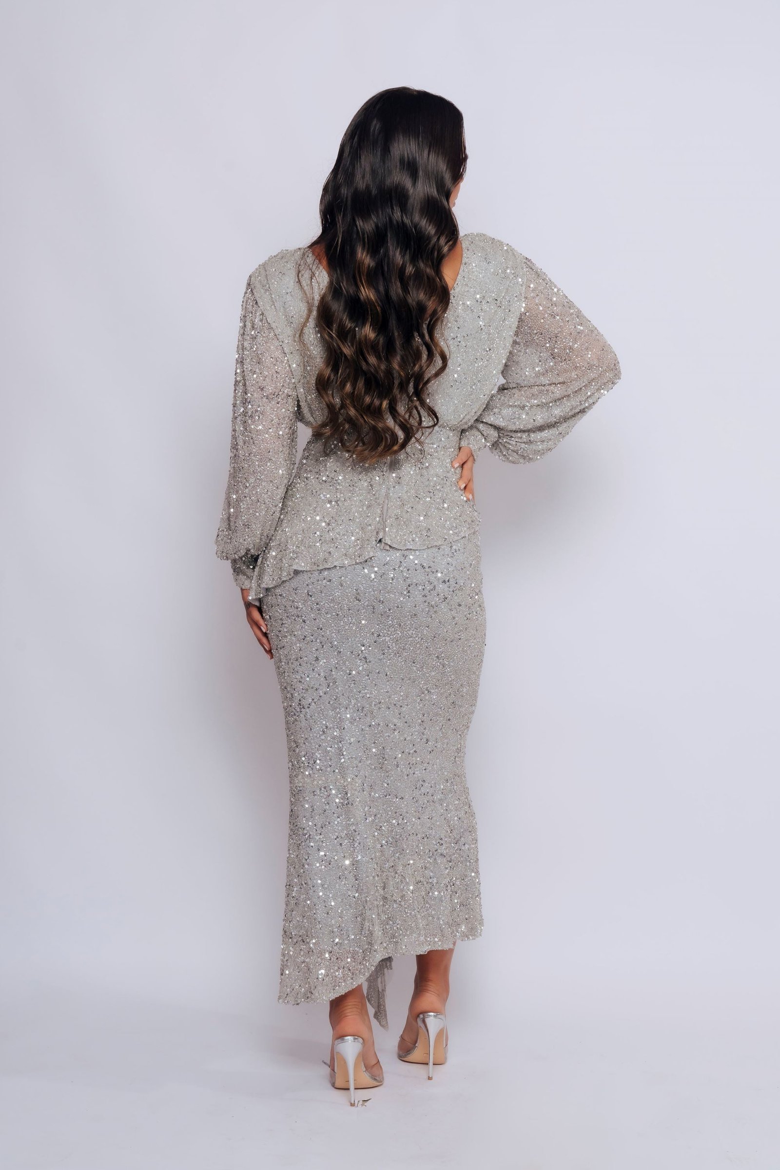 MALIKA V NECK MIDI BY MY SECRET WARDROBE SILVER photo 4