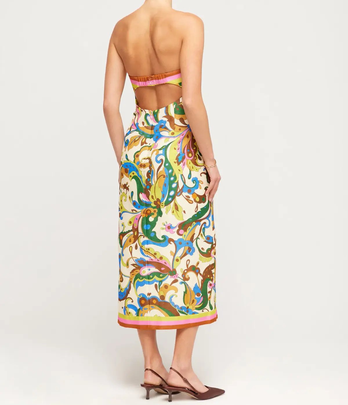 Alemais Ozma Bodice Midi Dress in Cream Multi Size 6 photo 3
