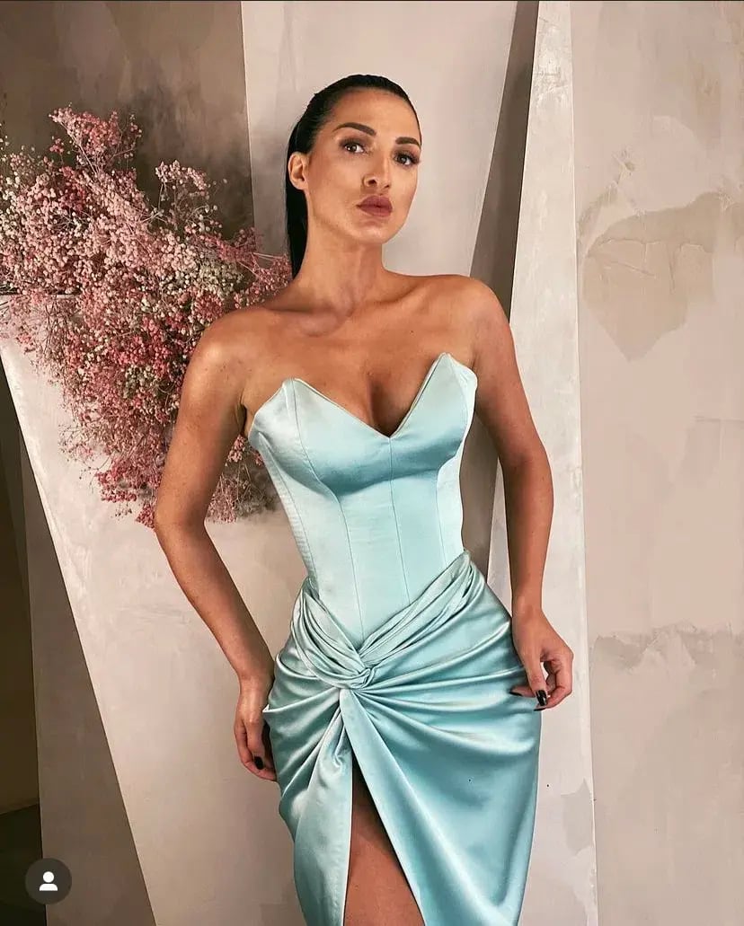 Lia Stublla Satin Strapless Corset Gown Mint Size S / AU 8 photo 3