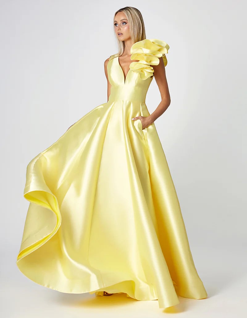 Bariano Mirella V Neck Ruffle Gown photo 2