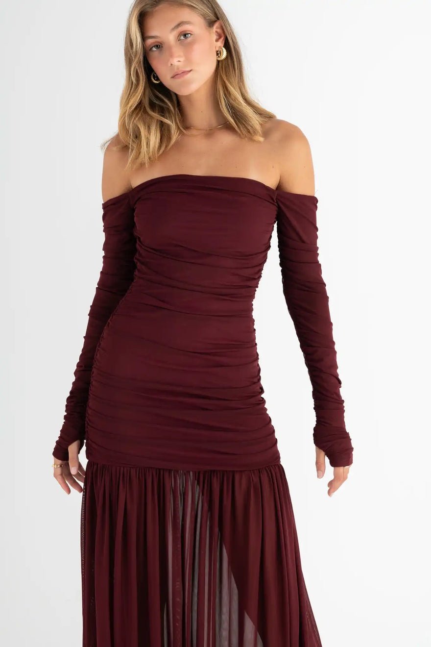 Pasduchas Echo Hourglass Midi Dress - Cherry photo 2