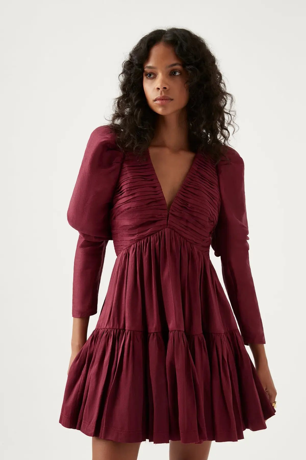 Aje Impasto Ruched Mini Dress Burgundy Size 8 photo 2