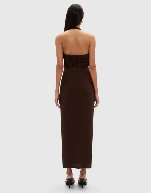 Misha Celine Mesh Midi Dress Espresso Size 6/XS photo 2