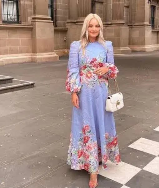 Zimmermann The Bellitude Floral Long Dress in Cornflower Floral Size 3 / AU 14 photo 5