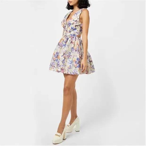 Zimmermann Tama V Neck Mini Dress in Floral Size 2 / AU 12 photo 4