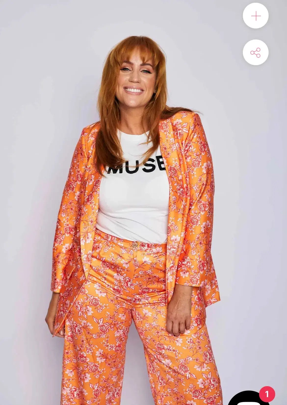 Moira Muse Hepburn Floral Two-Piece Suit Peach Size 14 photo 3