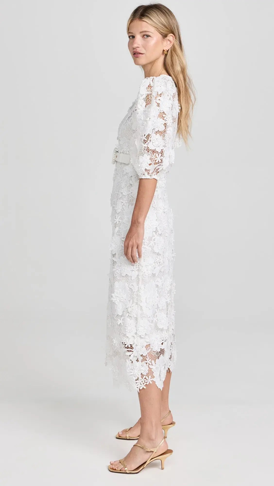 Zimmermann The Halliday Lace Flower Midi Dress in Ivory Size 1 / AU 10 photo 4