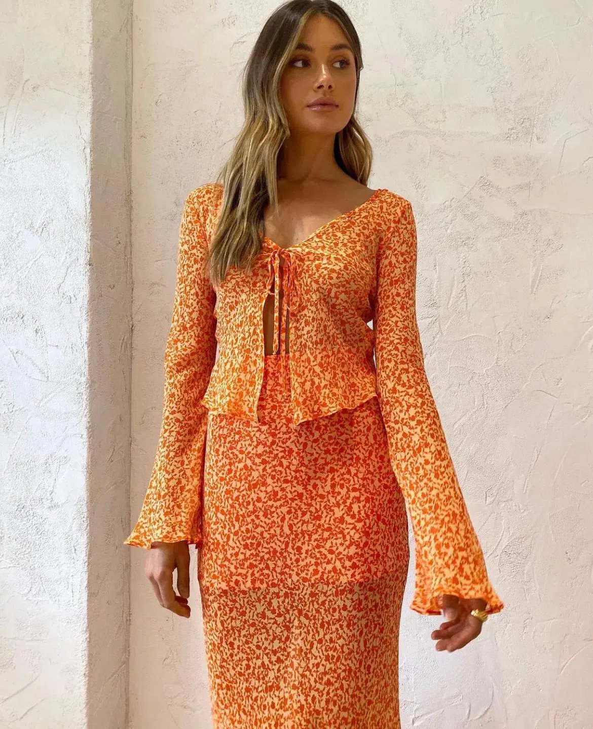 Bec & Bridge Cheri Long Sleeve Top in Orange Size 16 photo 4