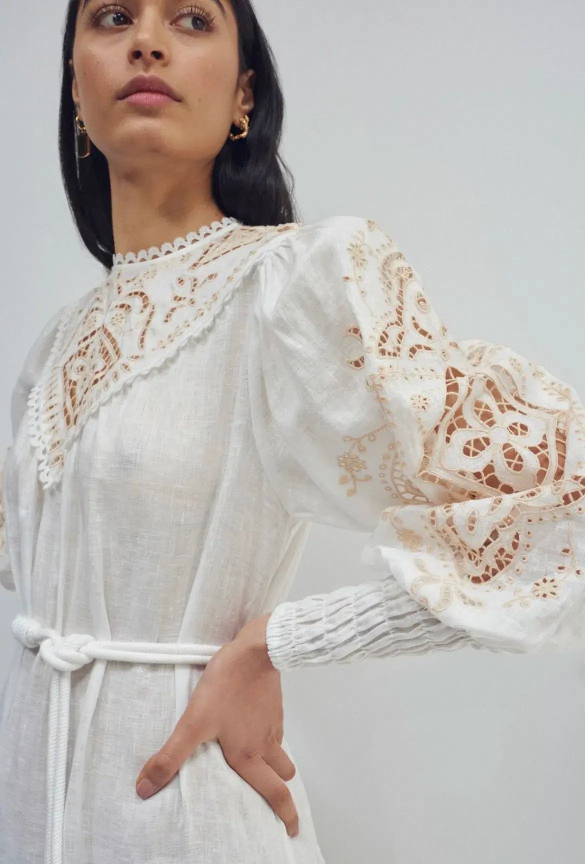 Alemais Embroidered Cecilia Midi Dress White Size AU 10 photo 2
