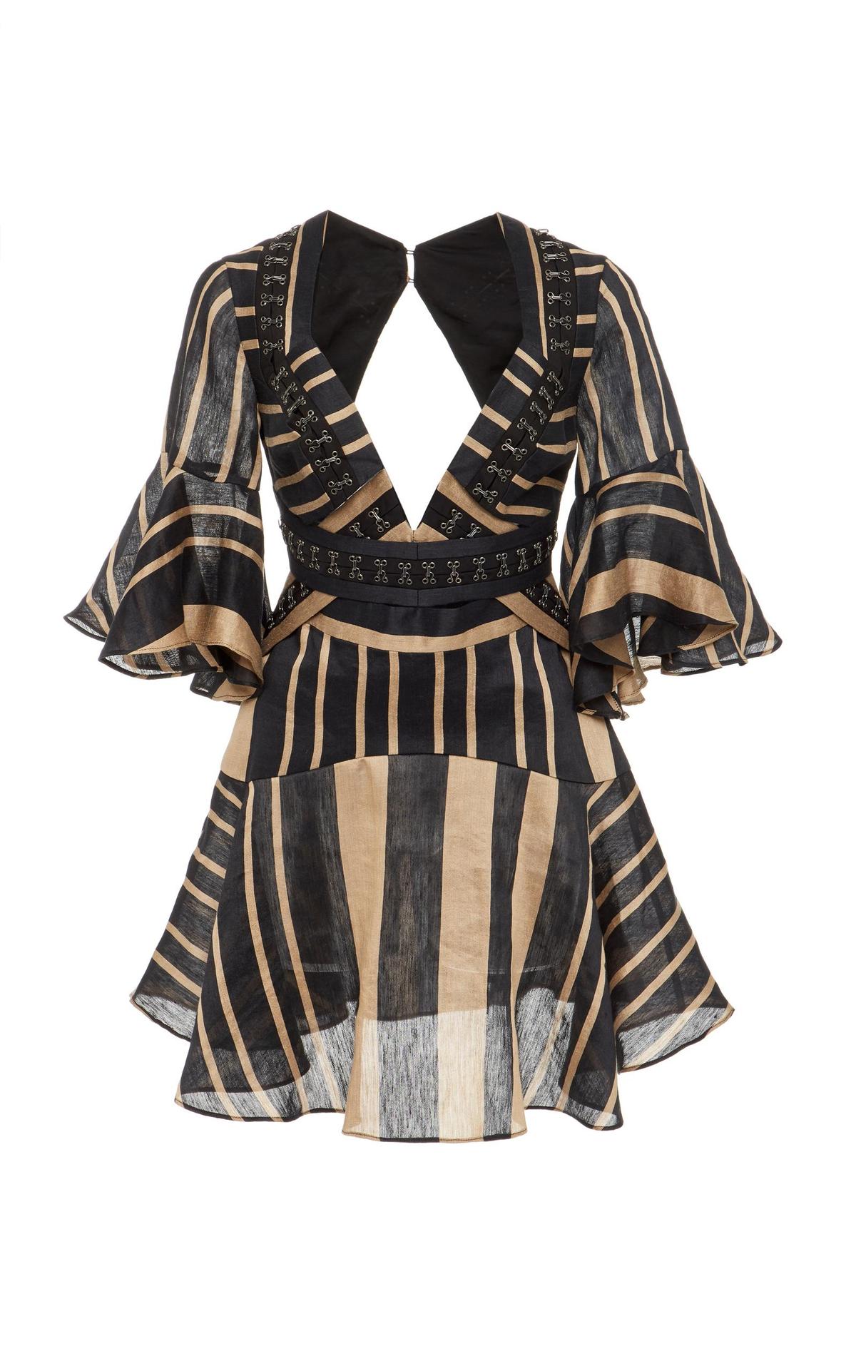 Acler Archer Mini Dress Bronze Stripe Size 6 photo 5