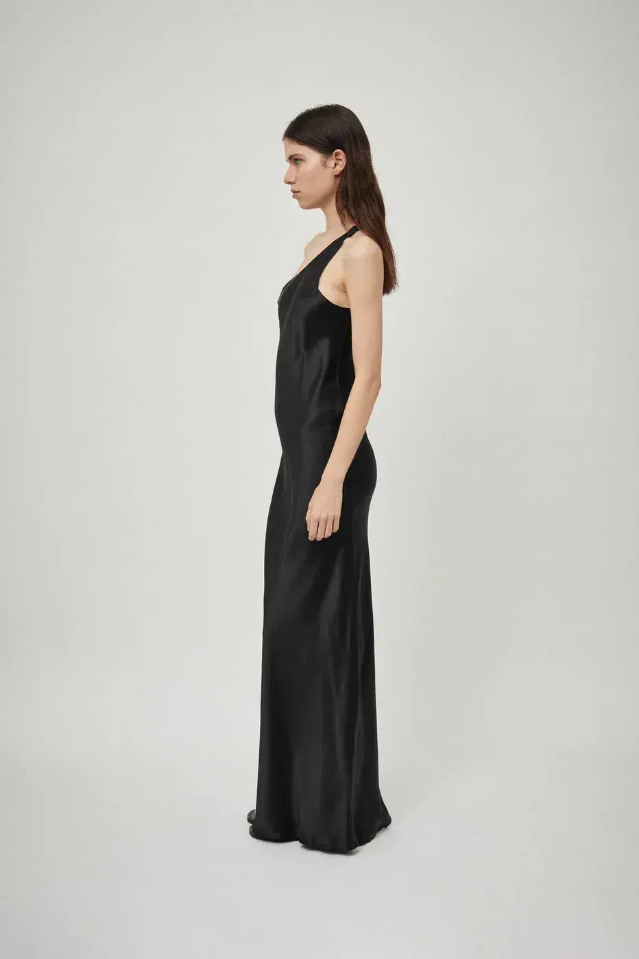 Beare Park Silk Satin One Shoulder Tank Dress Black Size 6 photo 5