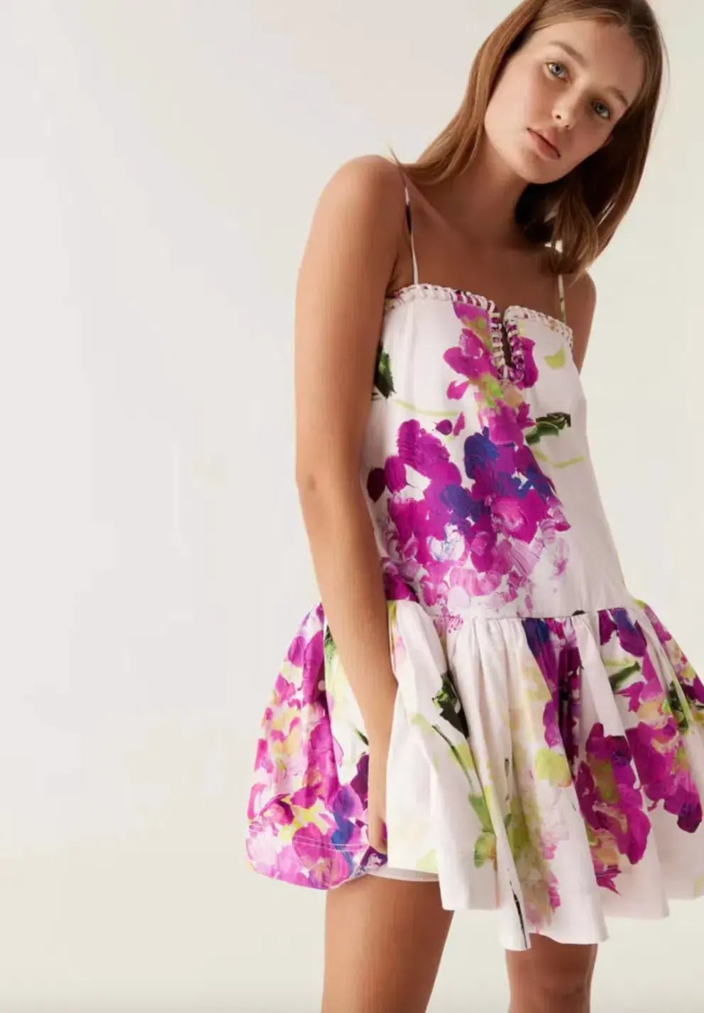 Aje Willow Sweetheart Mini Dress Floral Wild Hydrangea Size 8 photo 2