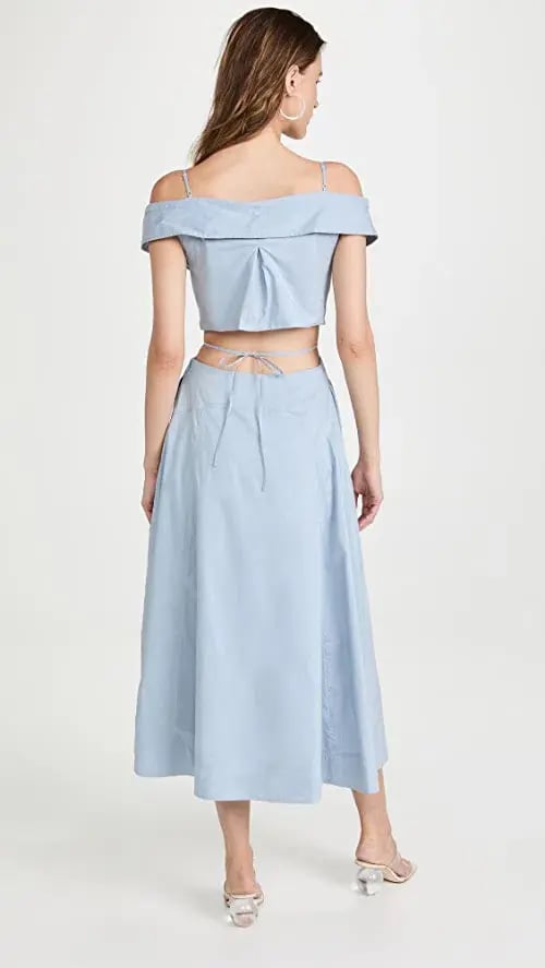 Jonathan Simkhai Ansley Cotton Poplin Midi Dress Cove Size L / Au 12-14 photo 3
