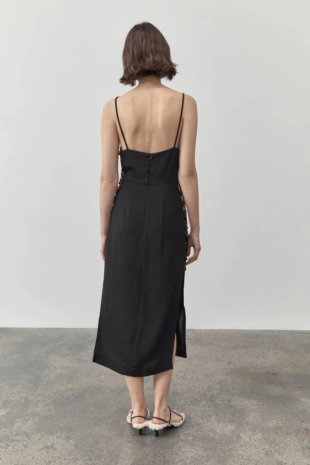 St. Agni Link Detail Midi Dress Black Size 6 photo 3
