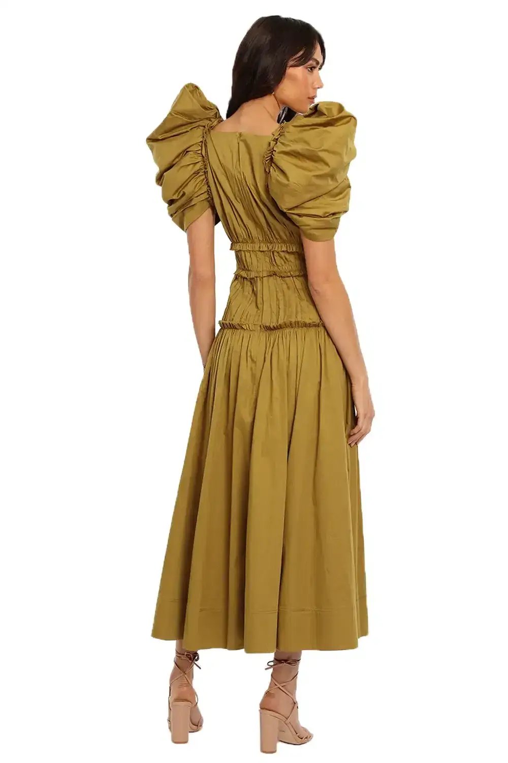 AJE Frequency Midi Dress Khaki Size 12 photo 2