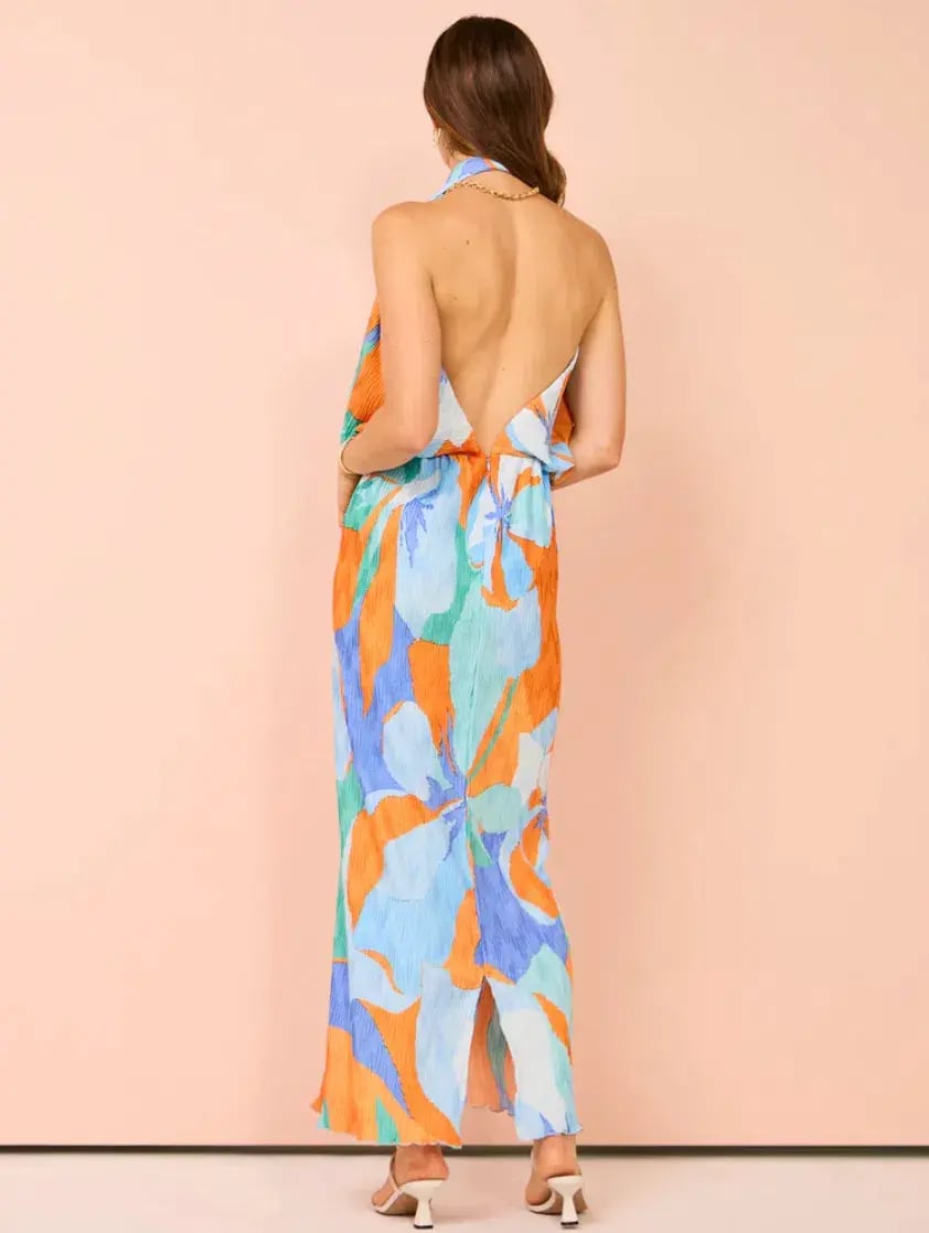 Lidee Riviera Sleeveless Gown In Capri Print Orange Size 6 photo 4