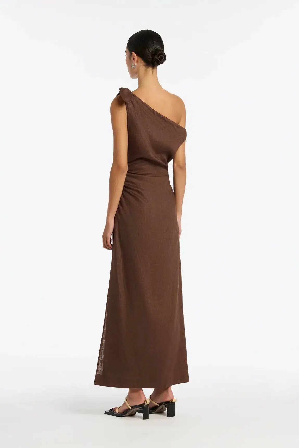 Sir The Label Bettina Off The Shoulder Dress Brown Size 6 photo 3