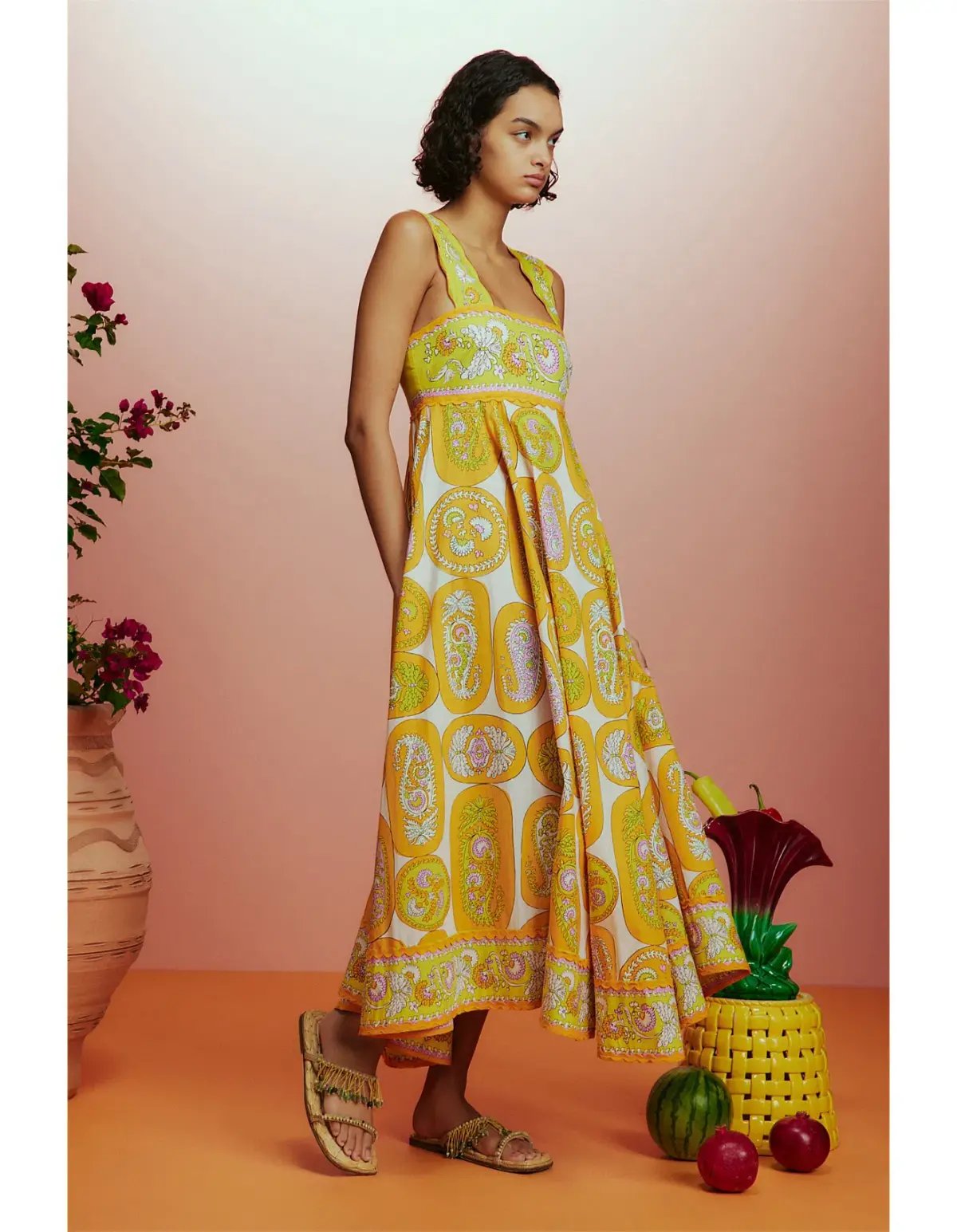 Alemais Diana Summer Dress Yellow Print Size AU 8 photo 2