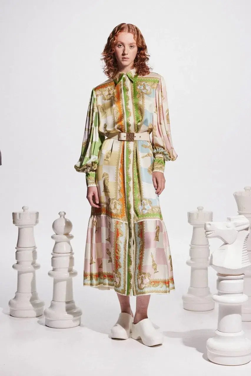 Alemais Checkmate Silk Shirtdress Multi Size AU 8 photo 17