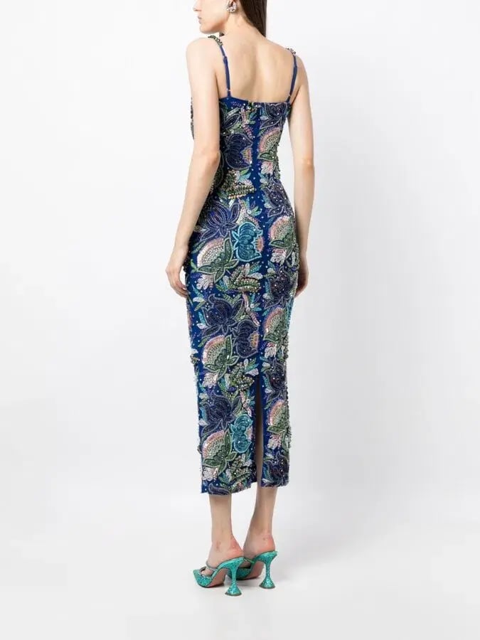 Rachel Gilbert Piper Beaded Midi Dress Ocean Blue Size AU 8 photo 3