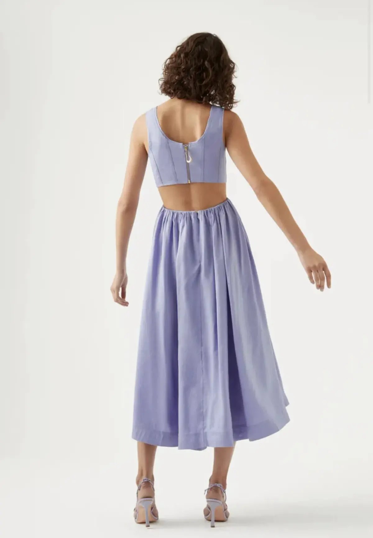 Aje Virginie Cut Out Midi Dress Cool Lavender Size 16 photo 2