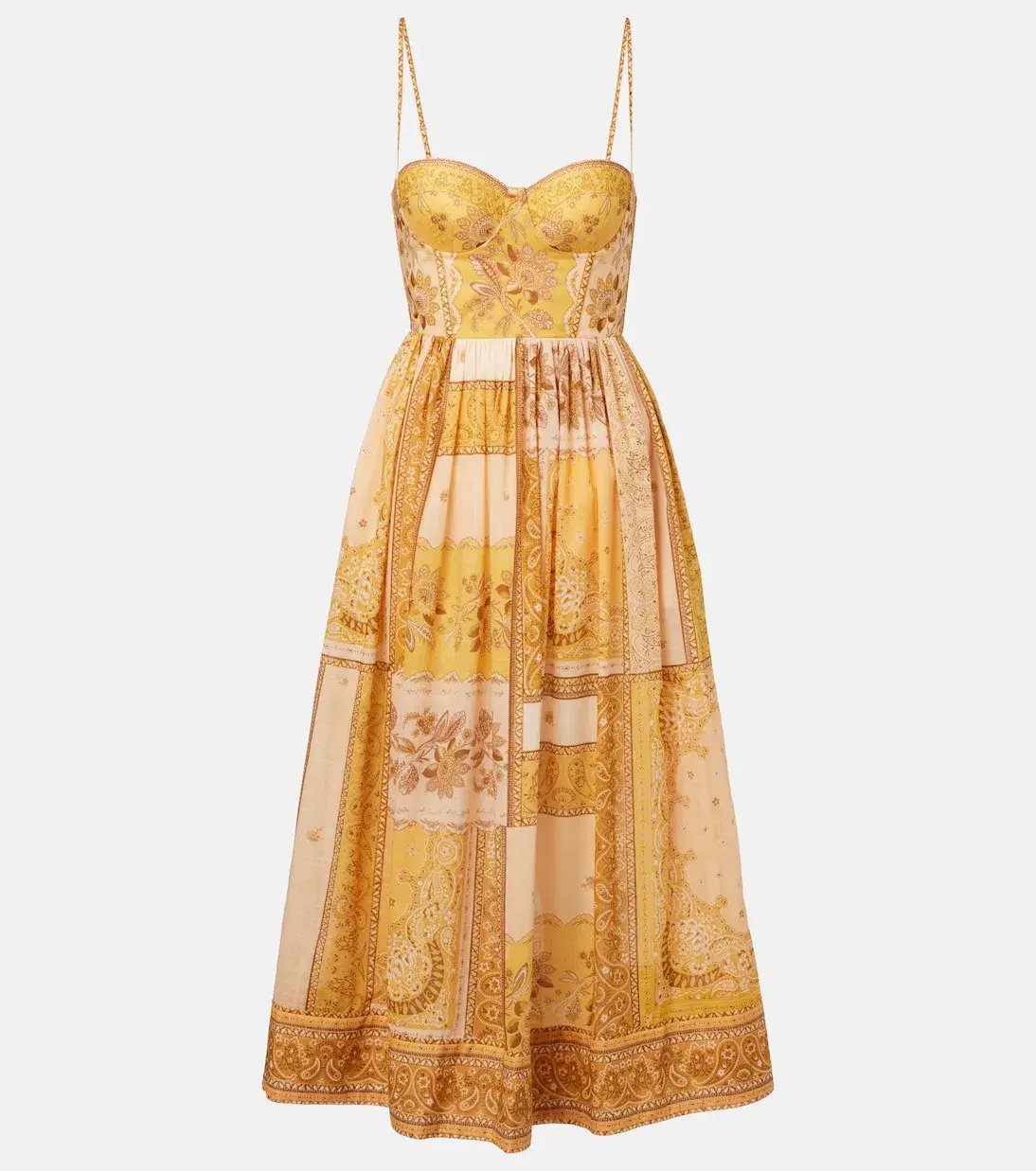 Zimmermann  The Lucky Corset Midi Dress in Mustard Bandana Size 3/Au 14 photo 2
