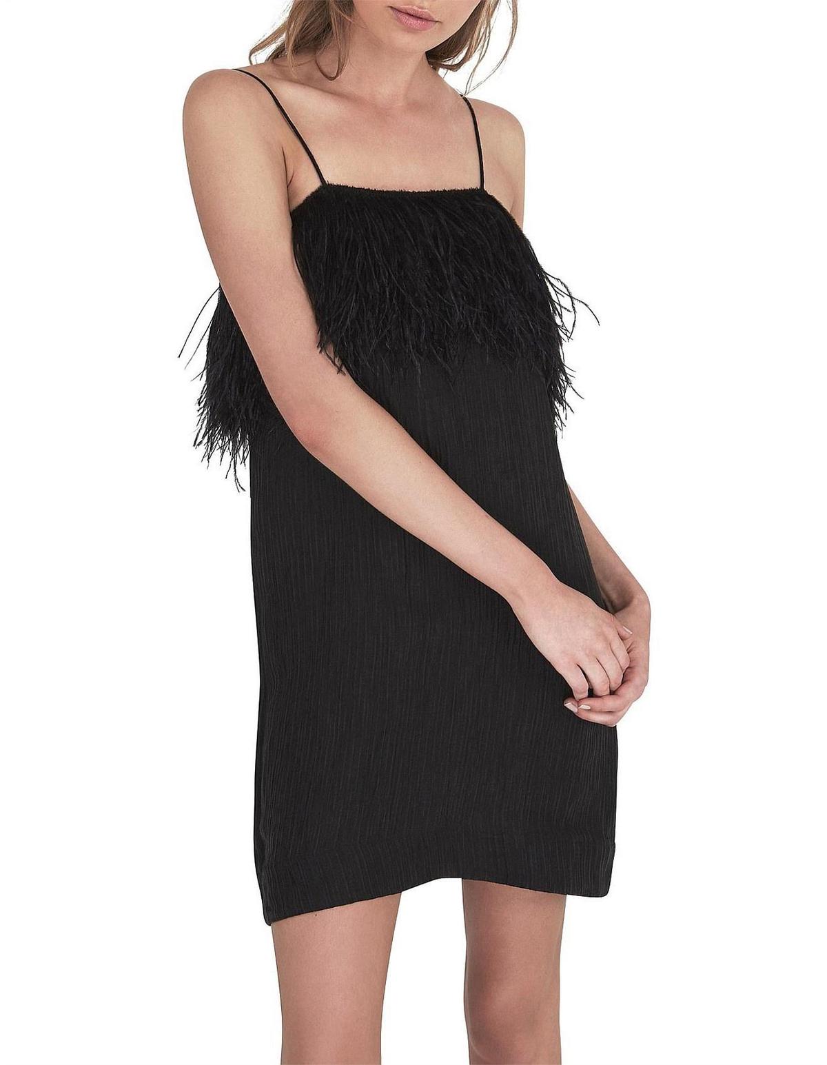 Aje Pellew Feather Mini Dress Black Size 8 photo 2