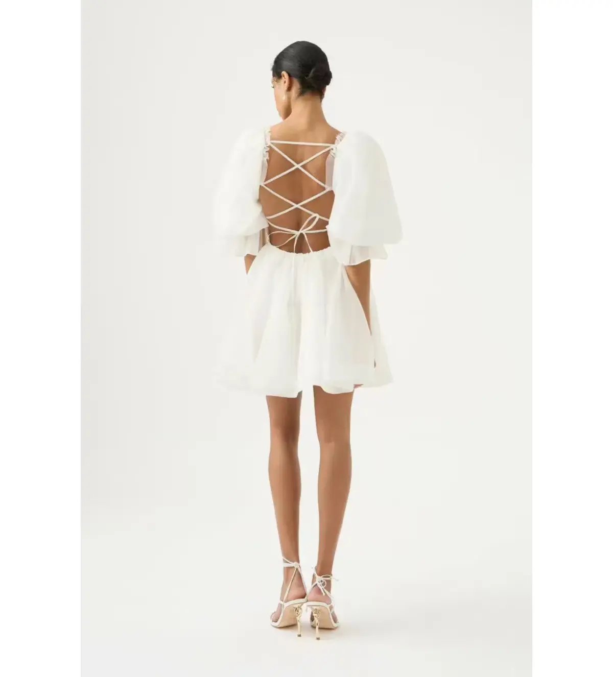 Aje Astrid Tie Back Mini Dress in Ivory Size 8 photo 3