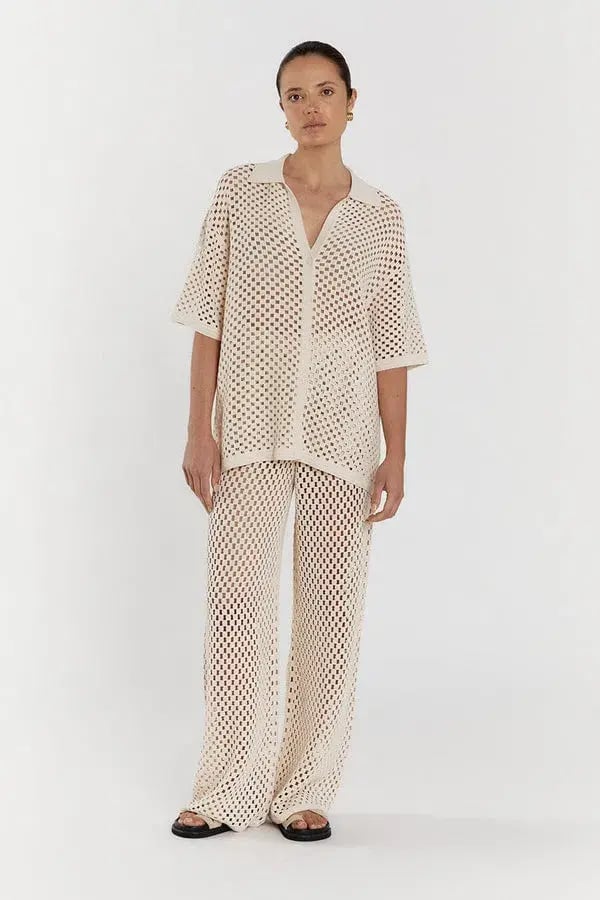 DISSH Sonny Natural Crochet Shirt beige size 6 photo 3