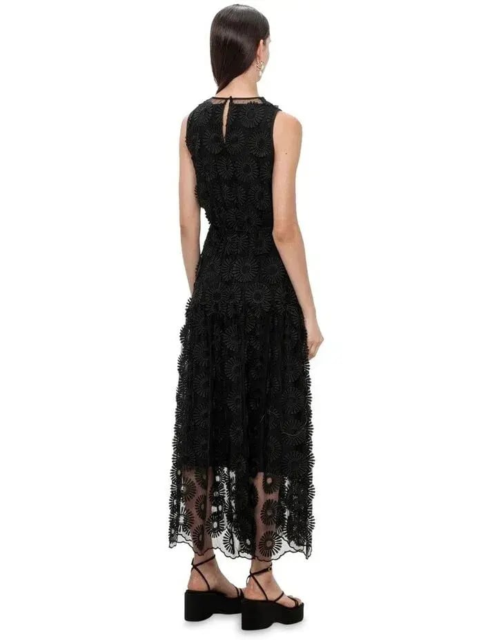 Veronika Maine  3d Floral Midi Dress Black  Size 18 photo 2