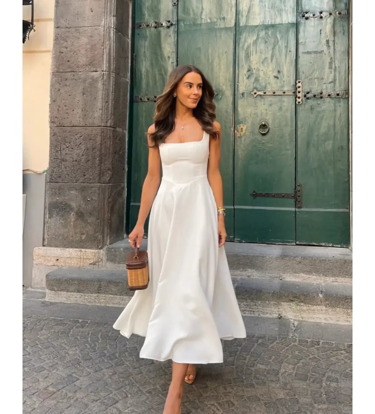 Odd Muse Ultimate Muse High Waist Square Neck Midi Dress White Size AU 10 photo 7