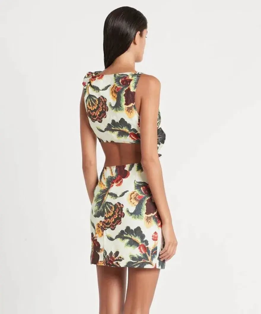 Sir the Label Ambroise Knot Mini Dress Floral Print White Size 1 / AU 8 photo 3