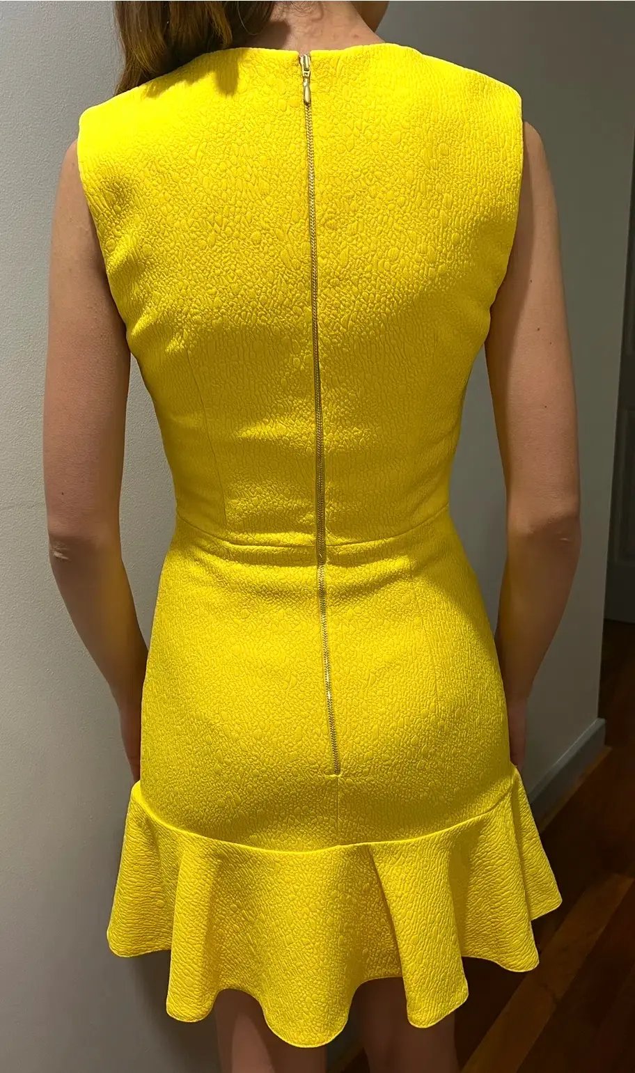 Rebecca Vallance Jaclyn Button Mini Dress Canary Yellow Size 6 photo 3