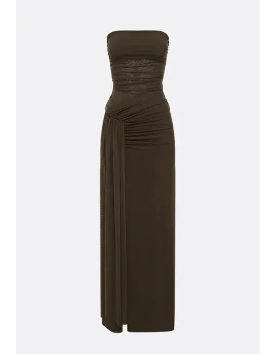 Bec & Bridge Ida Strapless Maxi Gown in Chocolate Brown Size AU 6 photo 4