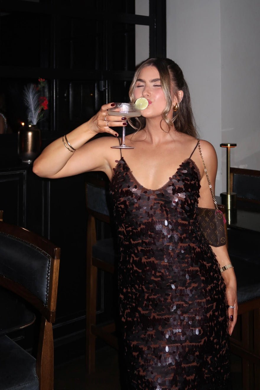 Alemais Geanie Sequin Gown, Brown photo 3