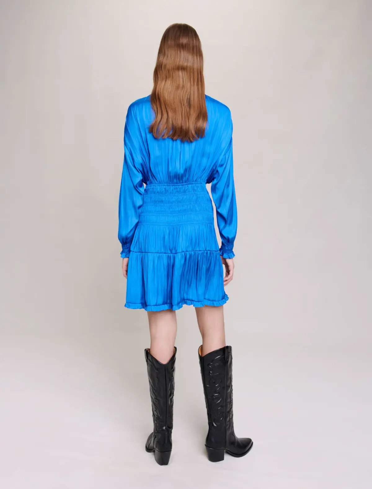 Maje Rivas Smocked Mini Dress Blue Size 34 / AU 6 photo 3