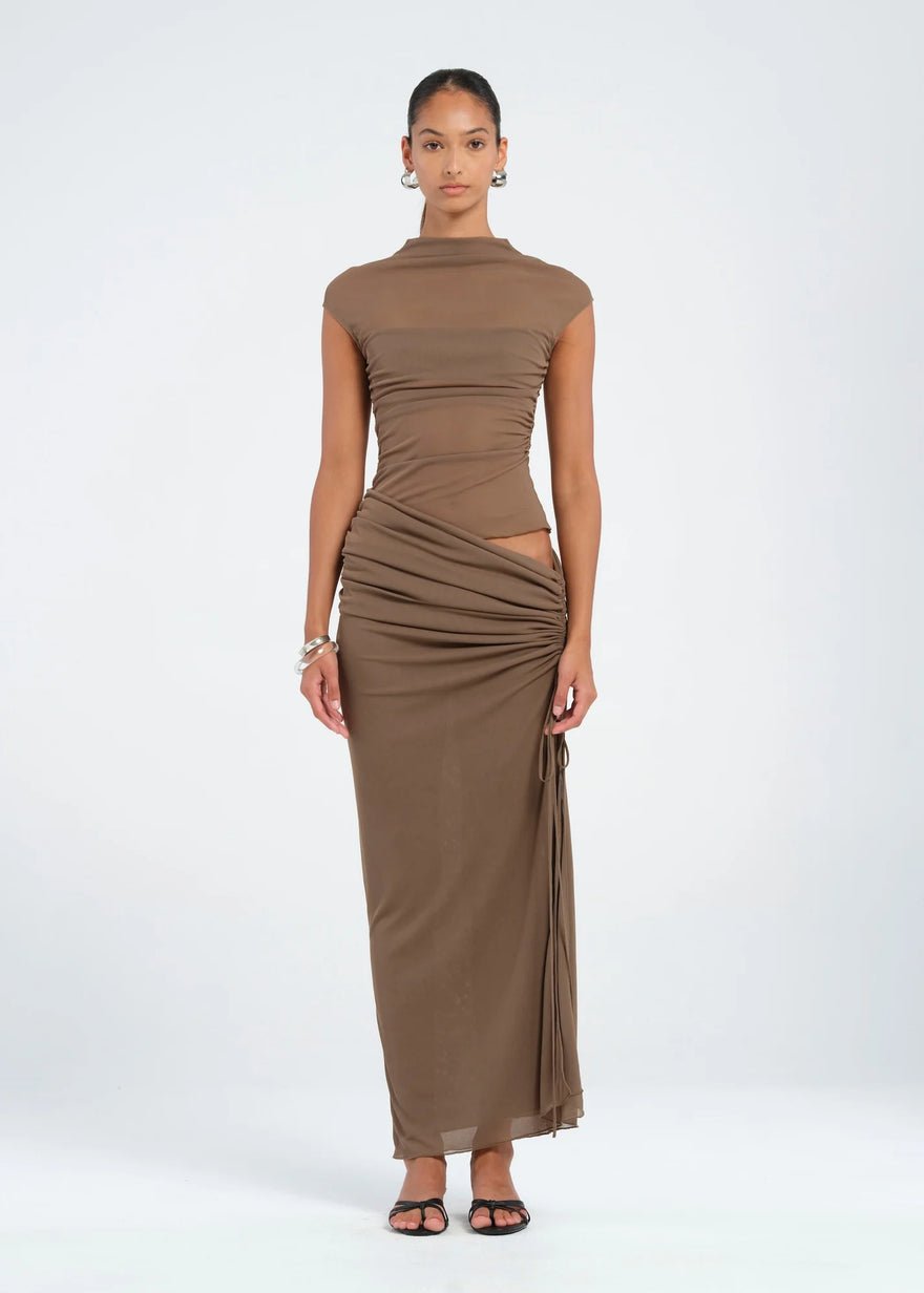 Benni Milo Mesh Maxi Dress - Mushroom photo 3