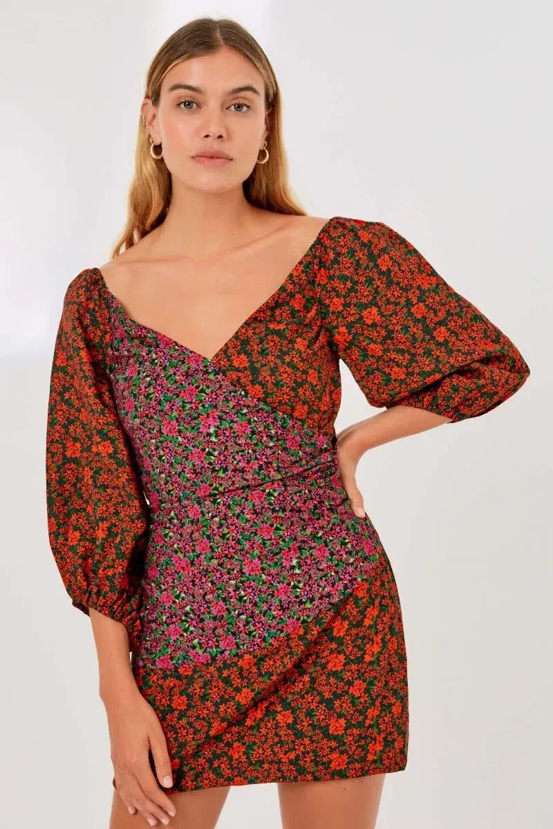 Finders Keepers Yasmin Long Sleeve Mini Dress Black Blossom Print Size 4 photo 2