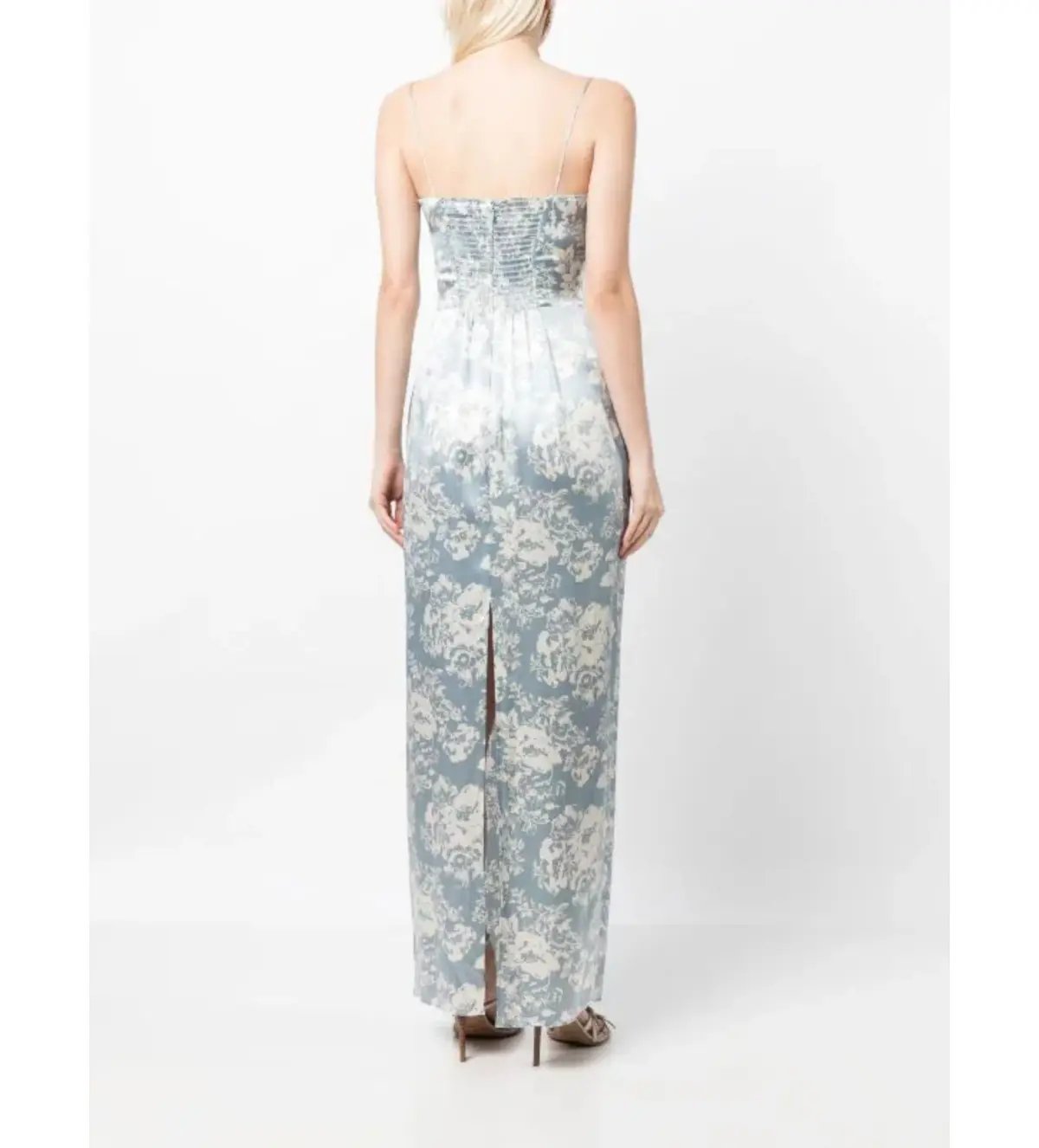 Reformation Frankie Silk Dress Blue Floral Size XS / AU 6 photo 2