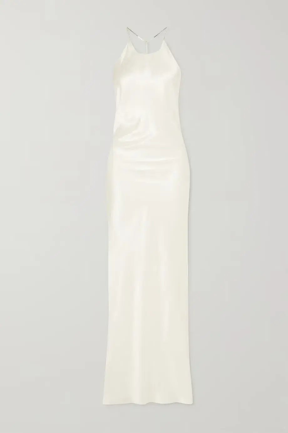 Michael Lo Sordo Georgia Open-Back Crystal-Embellished Silk-Satin Maxi Dress White Size XS/ AU 6 photo 3