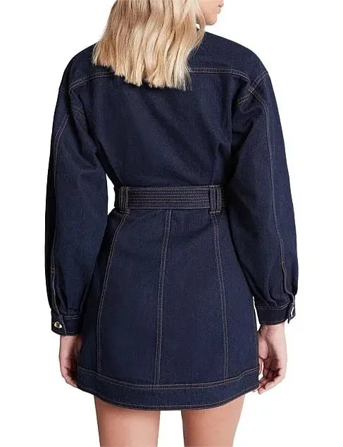 Aje Philia Belted Denim Mini Dress Blue Size 10 photo 3
