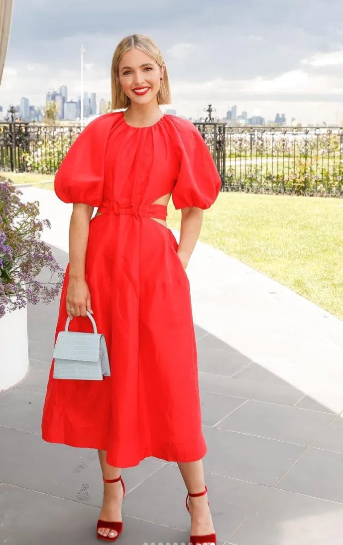 Aje Mimosa Midi Dress - Red photo 4