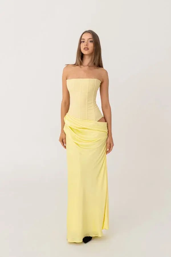 HNTR The Label Huxley Maxi Gown Lemon Size 6 photo 2