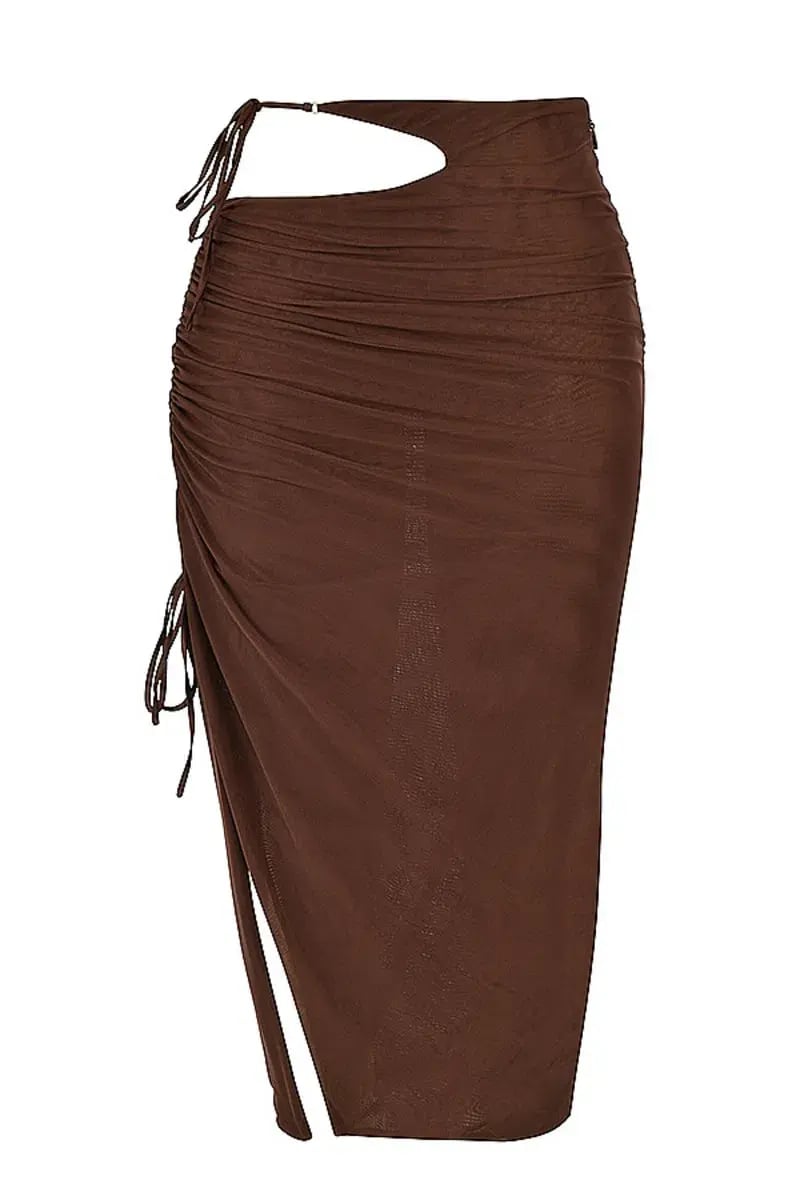 House of CB Mistress Rocks Theory Top and Purity Skirt Set Brown Size XL photo 5
